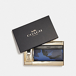 COACH F22530 Accordion Wallet With Camo Print BLUE CAMO