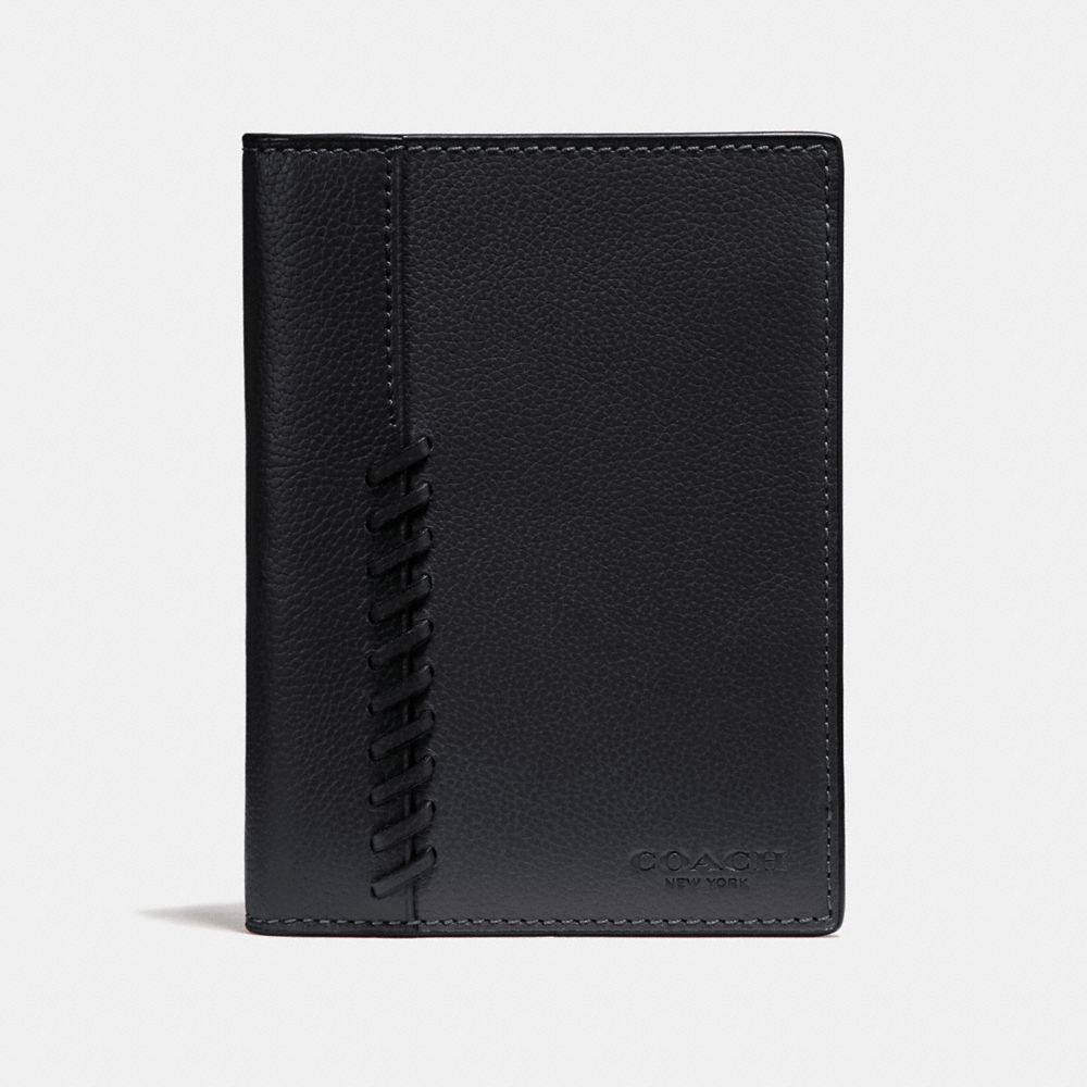 PASSPORT CASE WITH BASEBALL STITCH - f22538 - BLACK