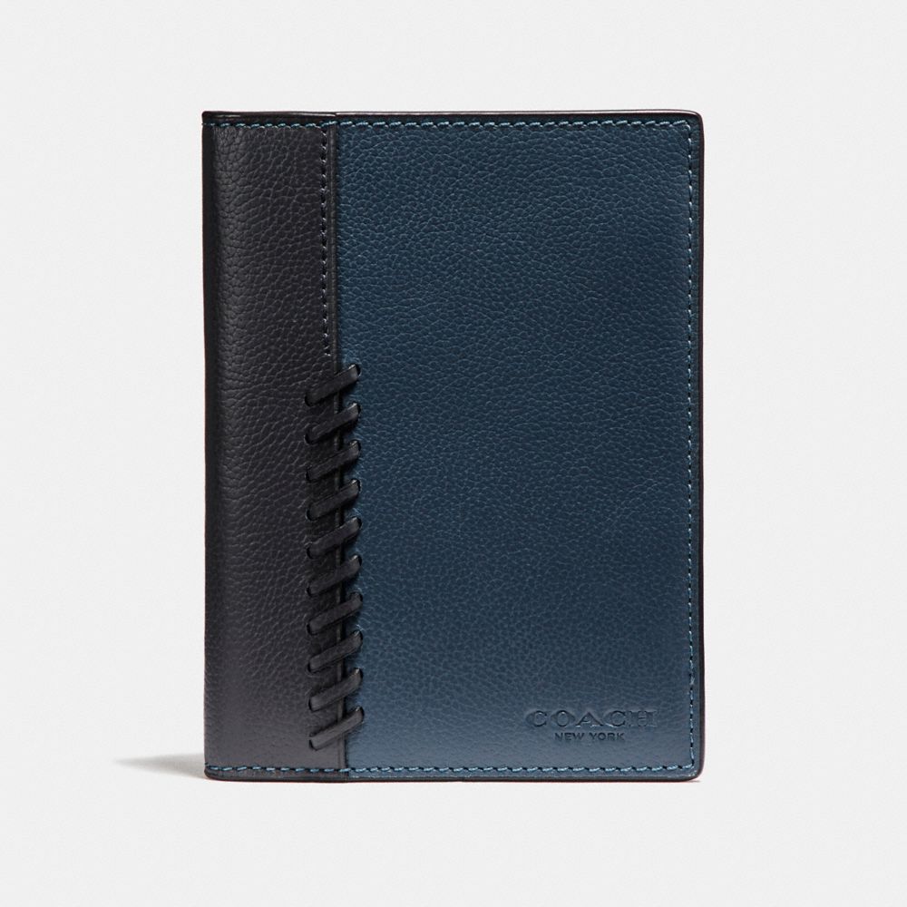 COACH F22538 Passport Case With Baseball Stitch DENIM/MIDNIGHT