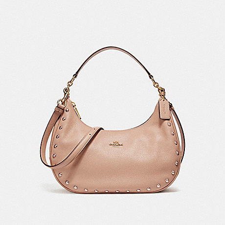 COACH f22548 EAST/WEST HARLEY HOBO WITH LACQUER RIVETS IMITATION GOLD/NUDE PINK
