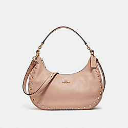EAST/WEST HARLEY HOBO WITH LACQUER RIVETS - COACH f22548 - IMITATION GOLD/NUDE PINK