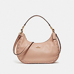 EAST/WEST HARLEY HOBO WITH LACQUER RIVETS - f22548 - IMITATION GOLD/NUDE PINK