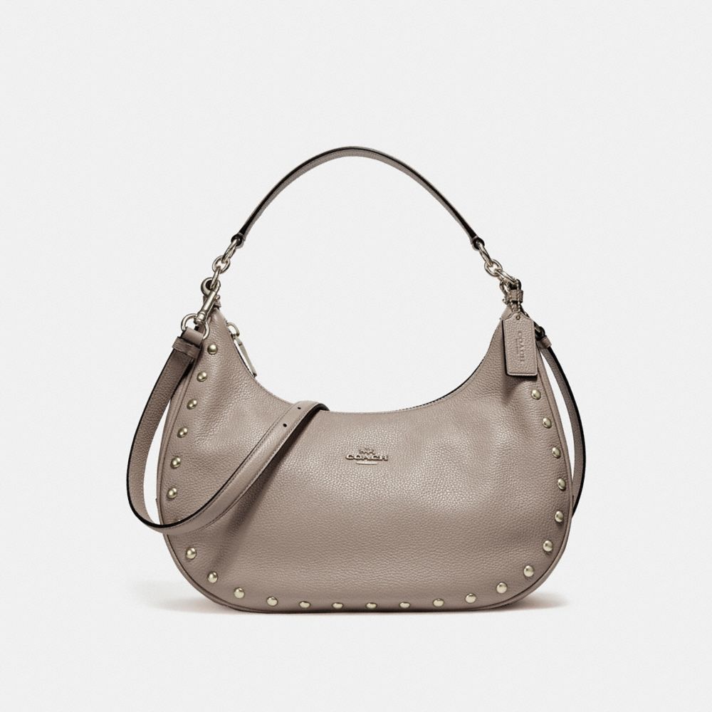 EAST/WEST HARLEY HOBO WITH LACQUER RIVETS - COACH f22548 -  SILVER/FOG