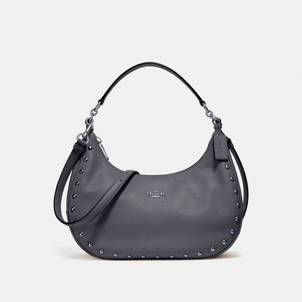 COACH F22548 East/west Harley Hobo With Lacquer Rivets SILVER/MIDNIGHT