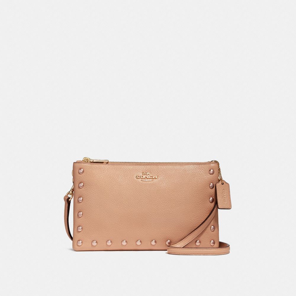 LYLA CROSSBODY WITH LACQUER RIVETS - f22556 - IMITATION GOLD/NUDE PINK