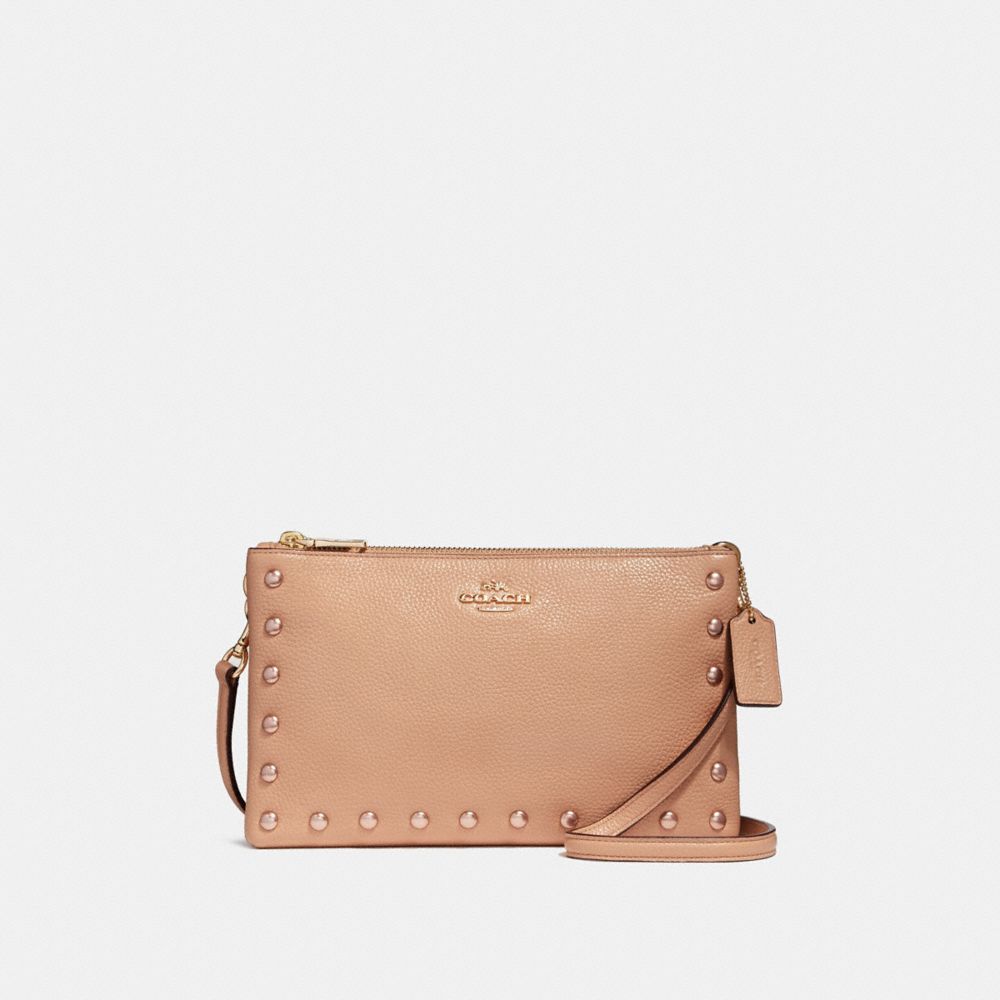 COACH f22556 LYLA CROSSBODY WITH LACQUER RIVETS IMITATION GOLD/NUDE PINK