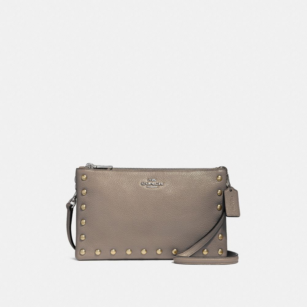 LYLA CROSSBODY WITH LACQUER RIVETS - f22556 - SILVER/FOG