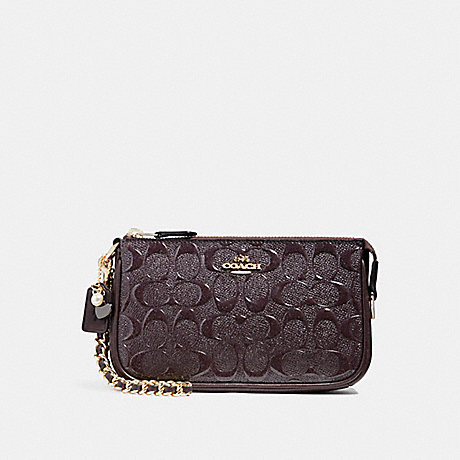 COACH LARGE WRISTLET 19 WITH CHAIN - LIGHT GOLD/OXBLOOD 1 - f22698