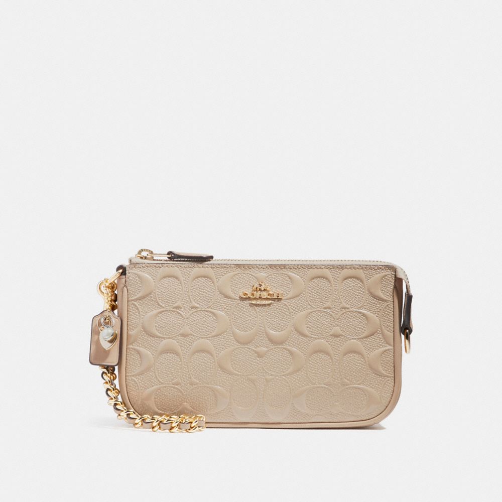 COACH F22698 LARGE WRISTLET 19 WITH CHAIN LIGHT-GOLD/PLATINUM