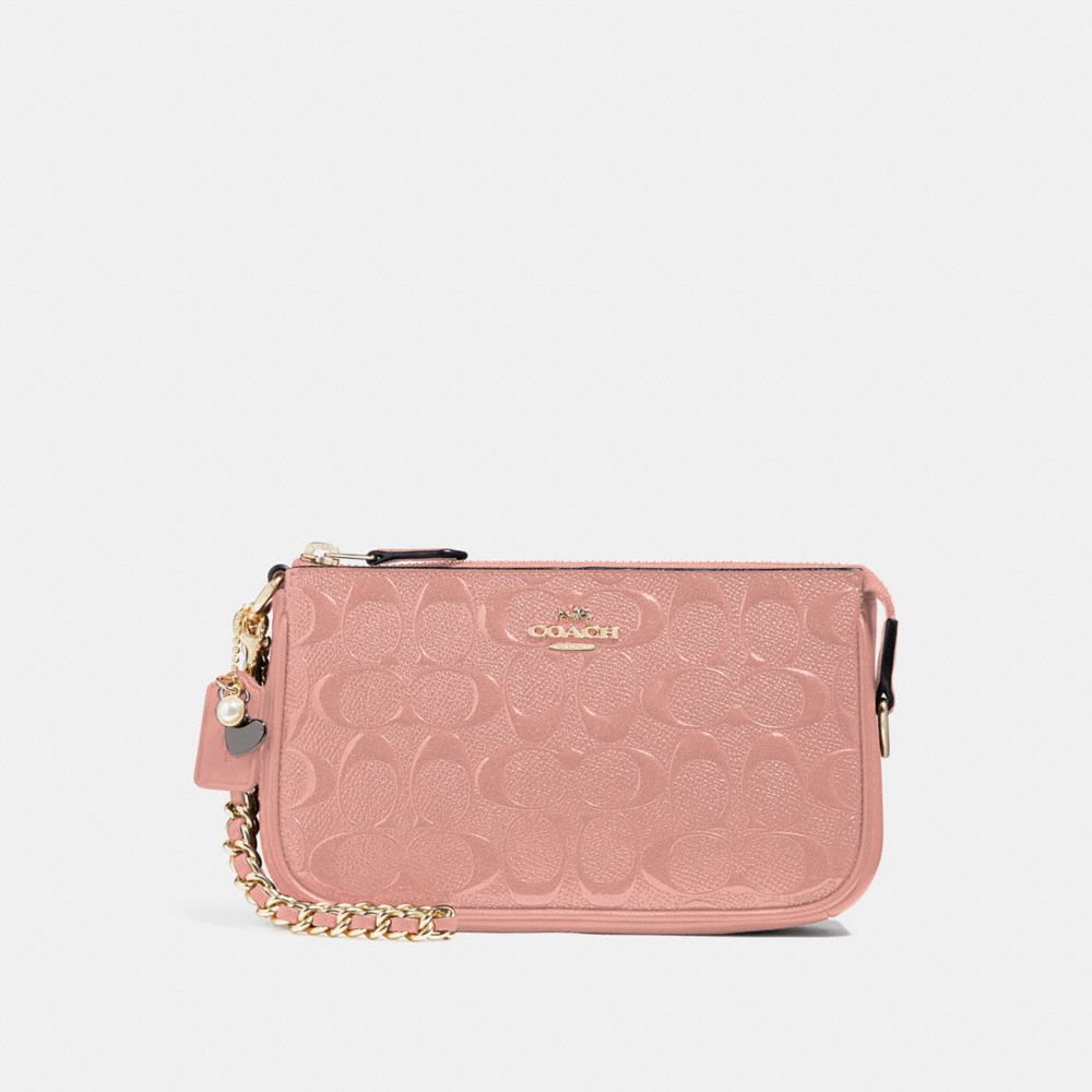 Coach wristlet discount with gold chain