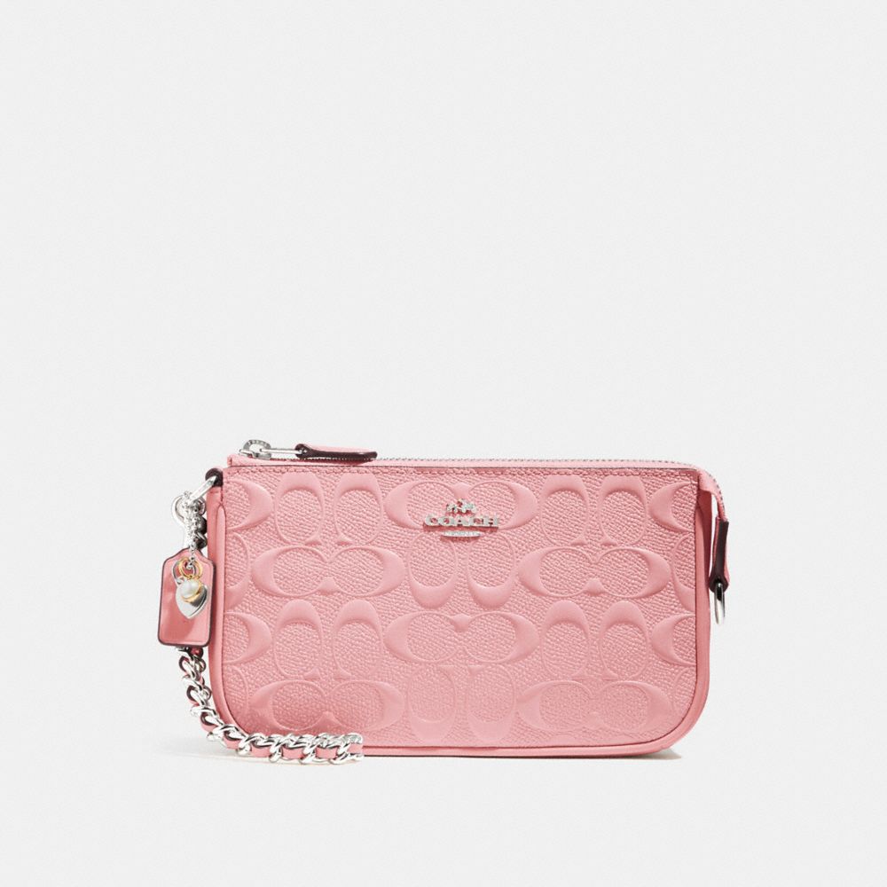 COACH F22698 - LARGE WRISTLET 19 IN SIGNATURE LEATHER PETAL/SILVER