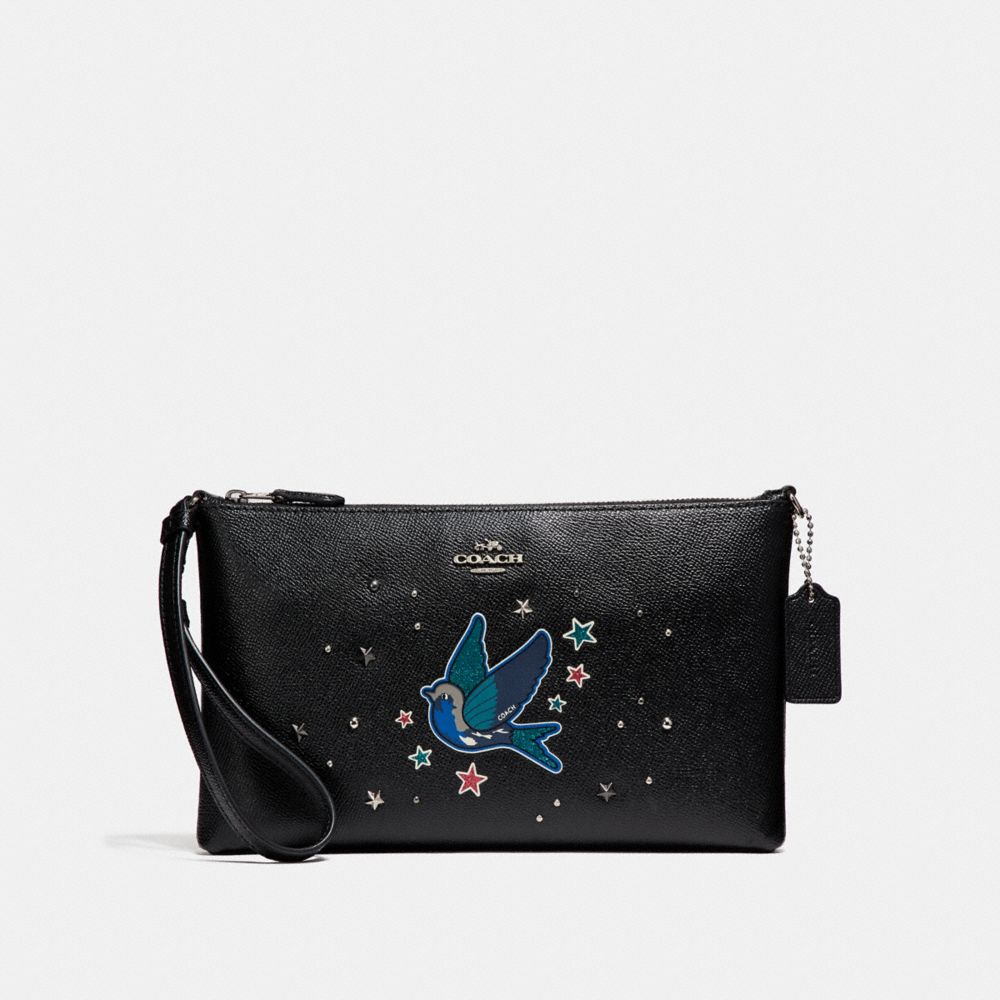 LARGE WRISTLET 25 WITH BIRD MOTIF - SILVER/BLACK - COACH F22702