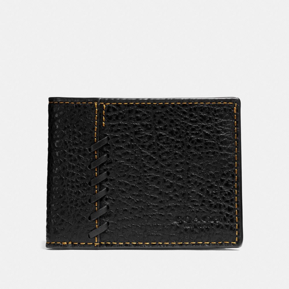 COACH BOXED RIP AND REPAIR SLIM BILLFOLD WALLET - BLACK - F22707