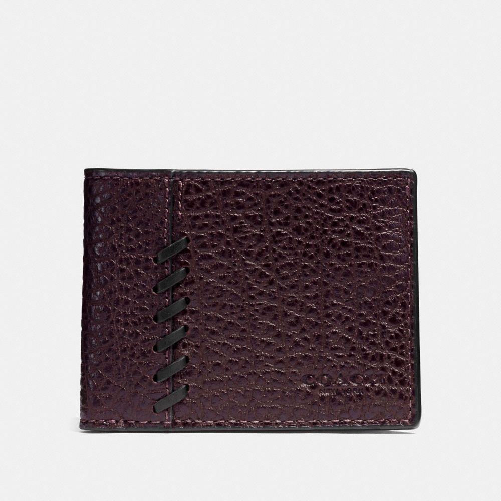 COACH F22707 - BOXED RIP AND REPAIR SLIM BILLFOLD WALLET OXBLOOD