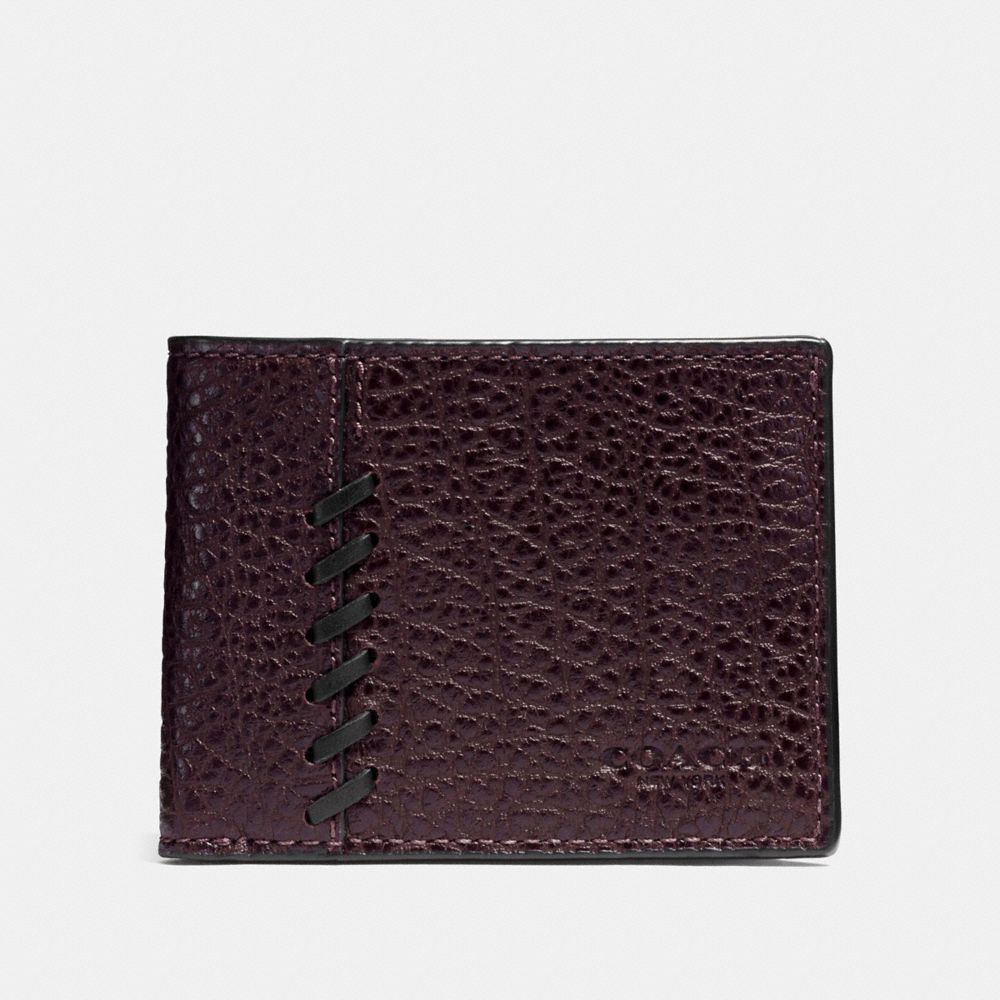 COACH F22707 BOXED RIP AND REPAIR SLIM BILLFOLD WALLET OXBLOOD