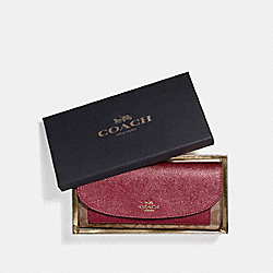 COACH F22714 Boxed Slim Envelope Wallet With Metallic Colorblock LIGHT GOLD/KHAKI