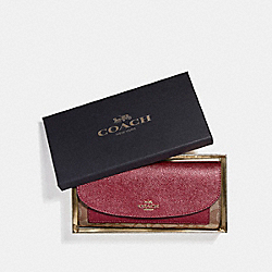 BOXED SLIM ENVELOPE WALLET WITH METALLIC COLORBLOCK - COACH f22714 - LIGHT GOLD/KHAKI