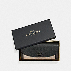 COACH F22714 Boxed Slim Envelope Wallet With Metallic Colorblock SILVER/BROWN BLACK