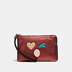CORNER ZIP WRISTLET WITH GLITTER HEART - COACH f22738 - LIGHT GOLD/MULTICOLOR 1