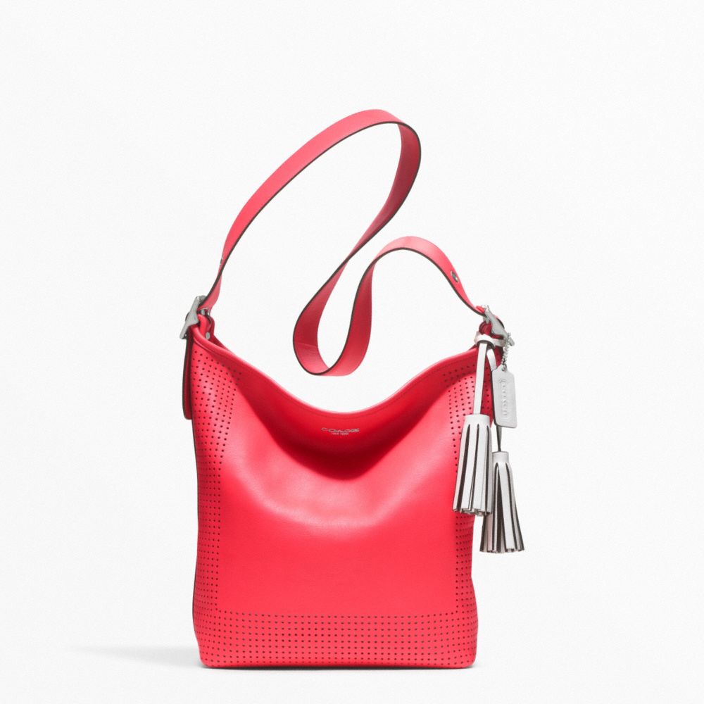 PERFORATED LEATHER DUFFLE - SILVER/WATERMELON/SNOW - COACH F22762
