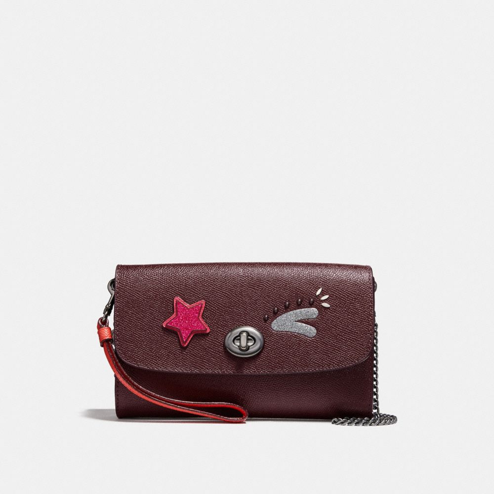 CHAIN CROSSBODY - f22771 - BLACK ANTIQUE NICKEL/OXBLOOD 1