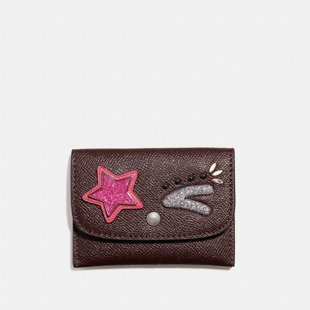 CARD POUCH - COACH f22774 - BLACK ANTIQUE NICKEL/OXBLOOD 1