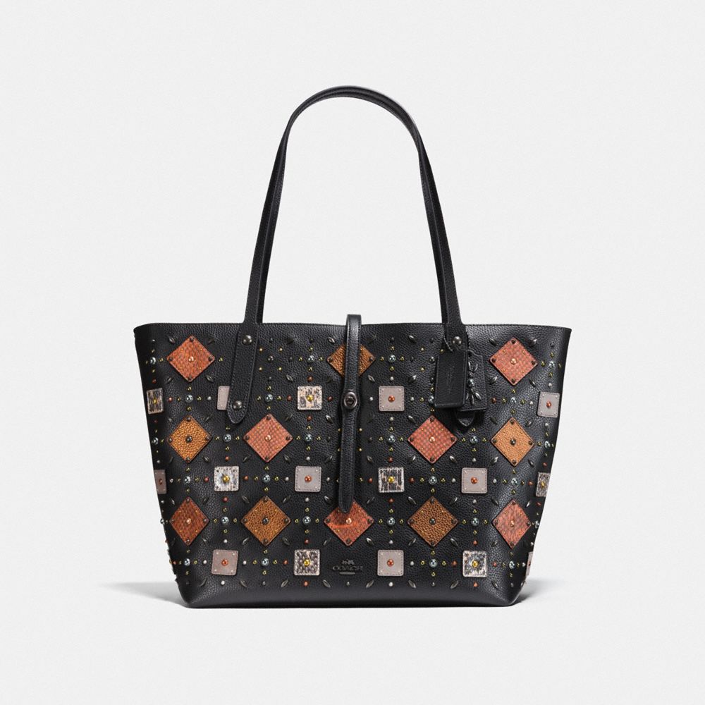 COACH MARKET TOTE WITH PRAIRIE RIVETS - BP/BLACK - F22793