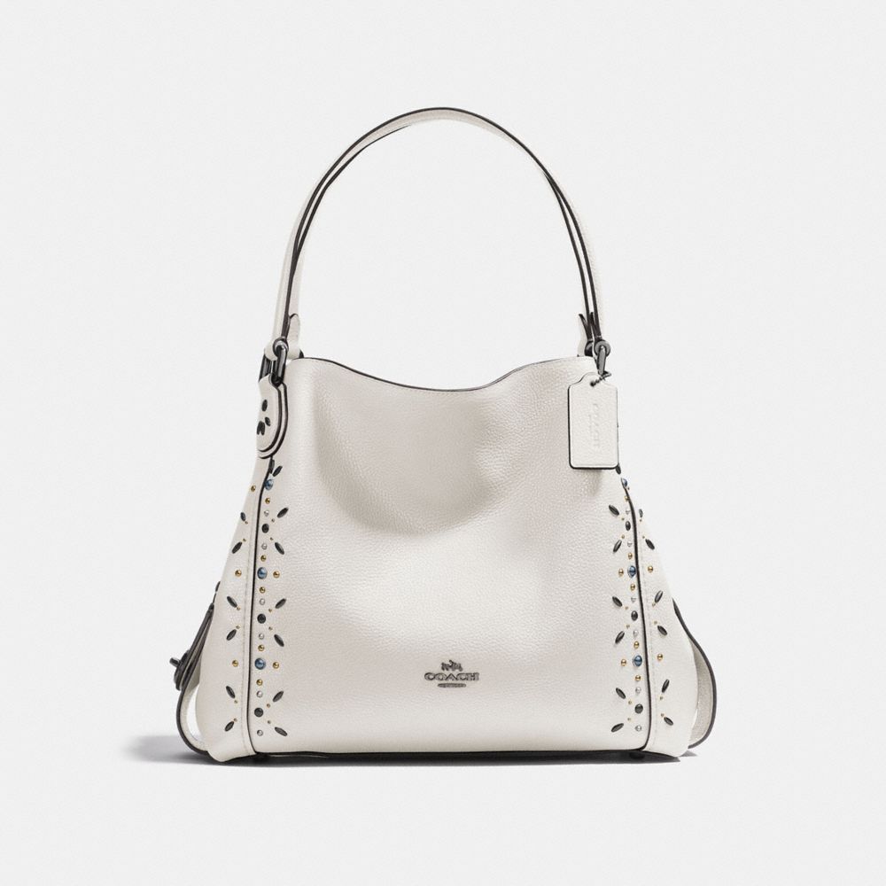 EDIE SHOULDER BAG 31 WITH PRAIRIE RIVETS - F22794 - CHALK/LIGHT ANTIQUE NICKEL