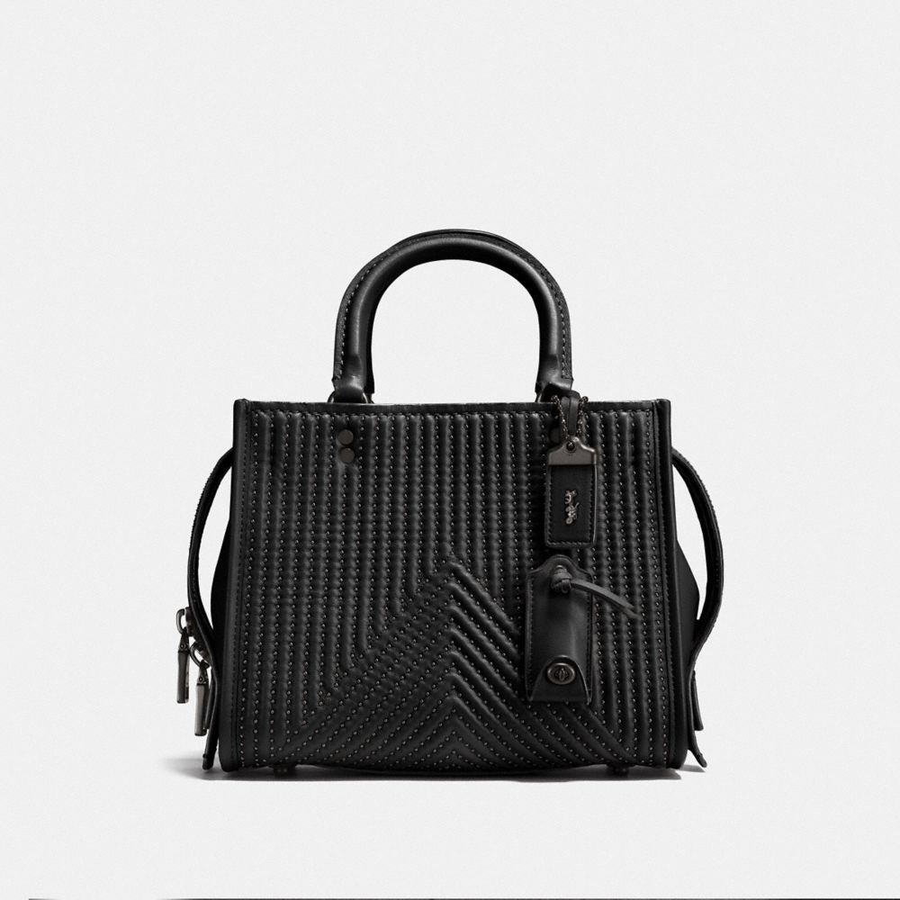 COACH ROGUE 25 WITH QUILTING AND RIVETS - BP/BLACK - F22797
