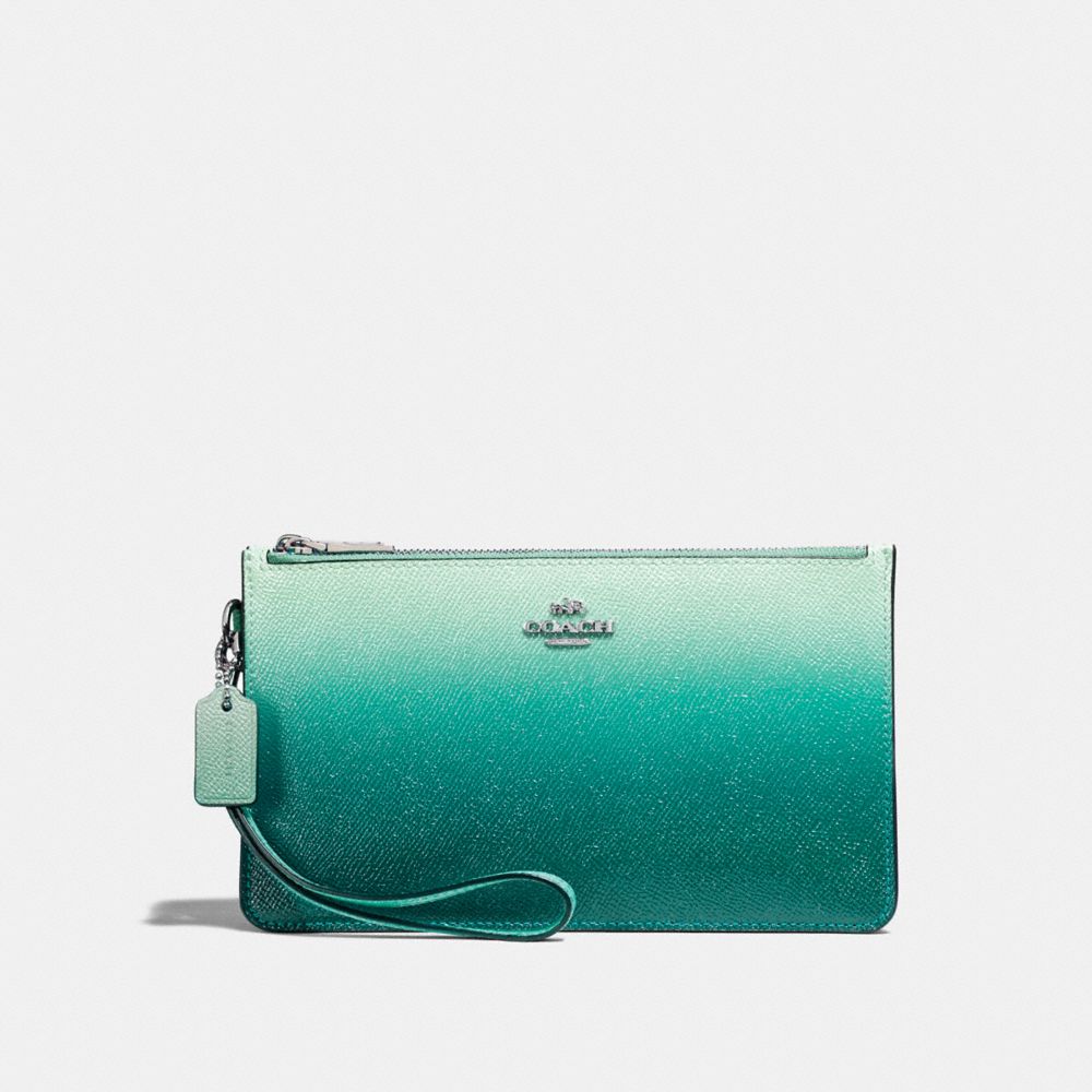 COACH F22799 CROSBY CLUTCH SILVER/SEA-GREEN