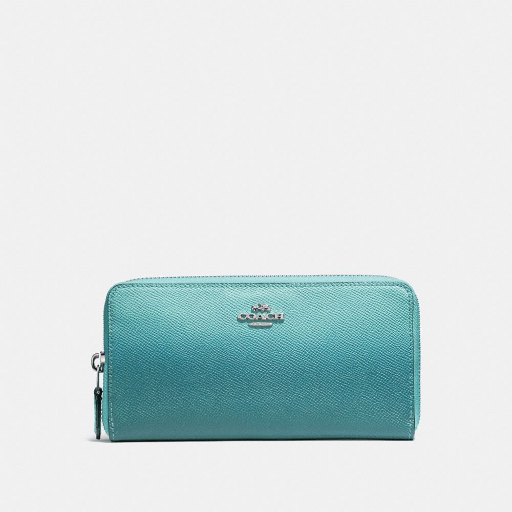 COACH ACCORDION WALLET - SILVER/SEA GREEN - f22808