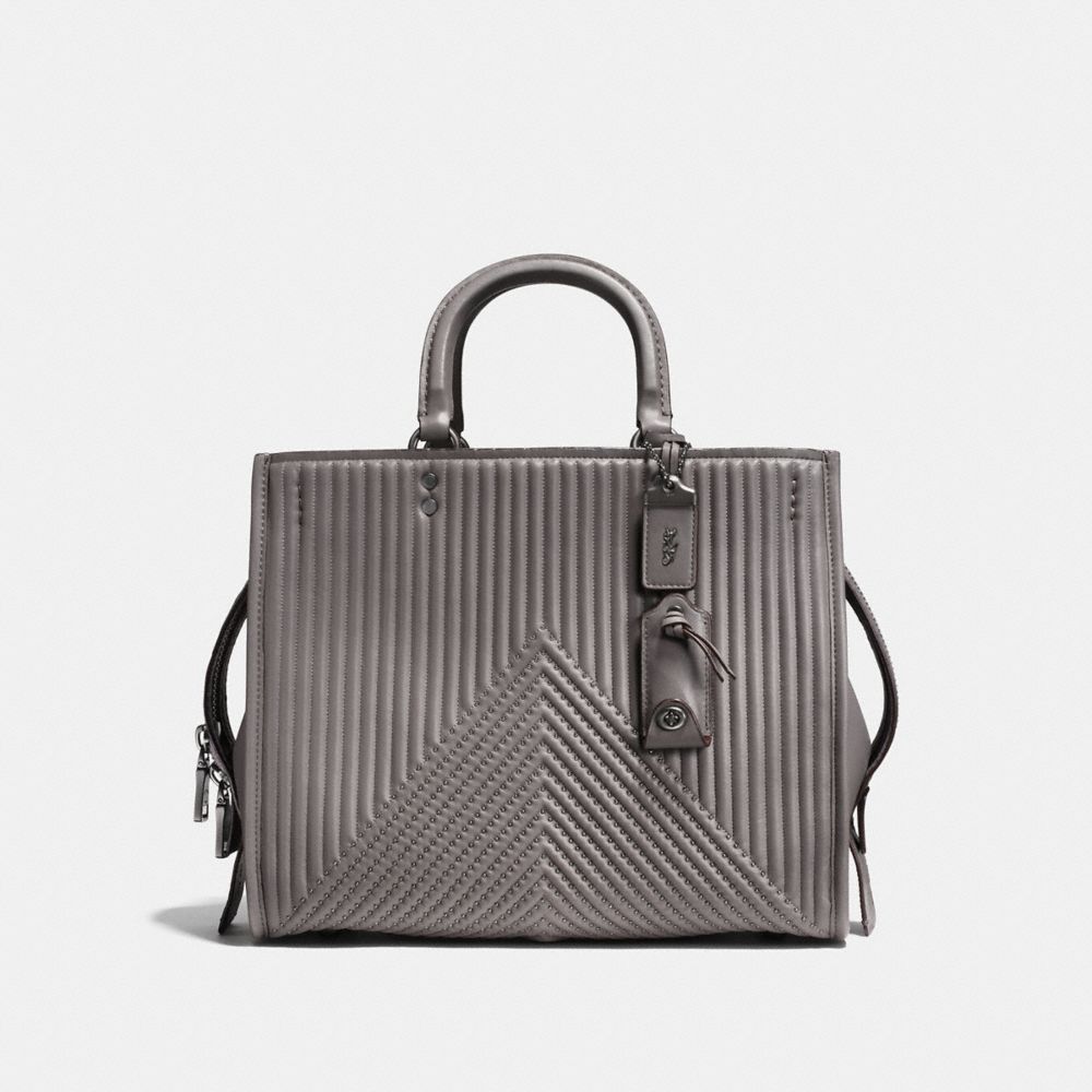 COACH F22809 ROGUE WITH QUILTING AND RIVETS HEATHER-GREY/BLACK-COPPER