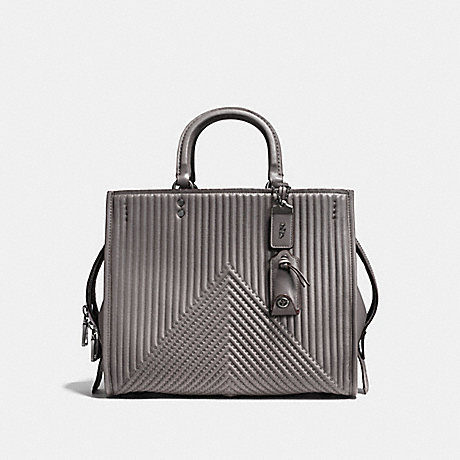 COACH ROGUE WITH QUILTING AND RIVETS - HEATHER GREY/BLACK COPPER - F22809