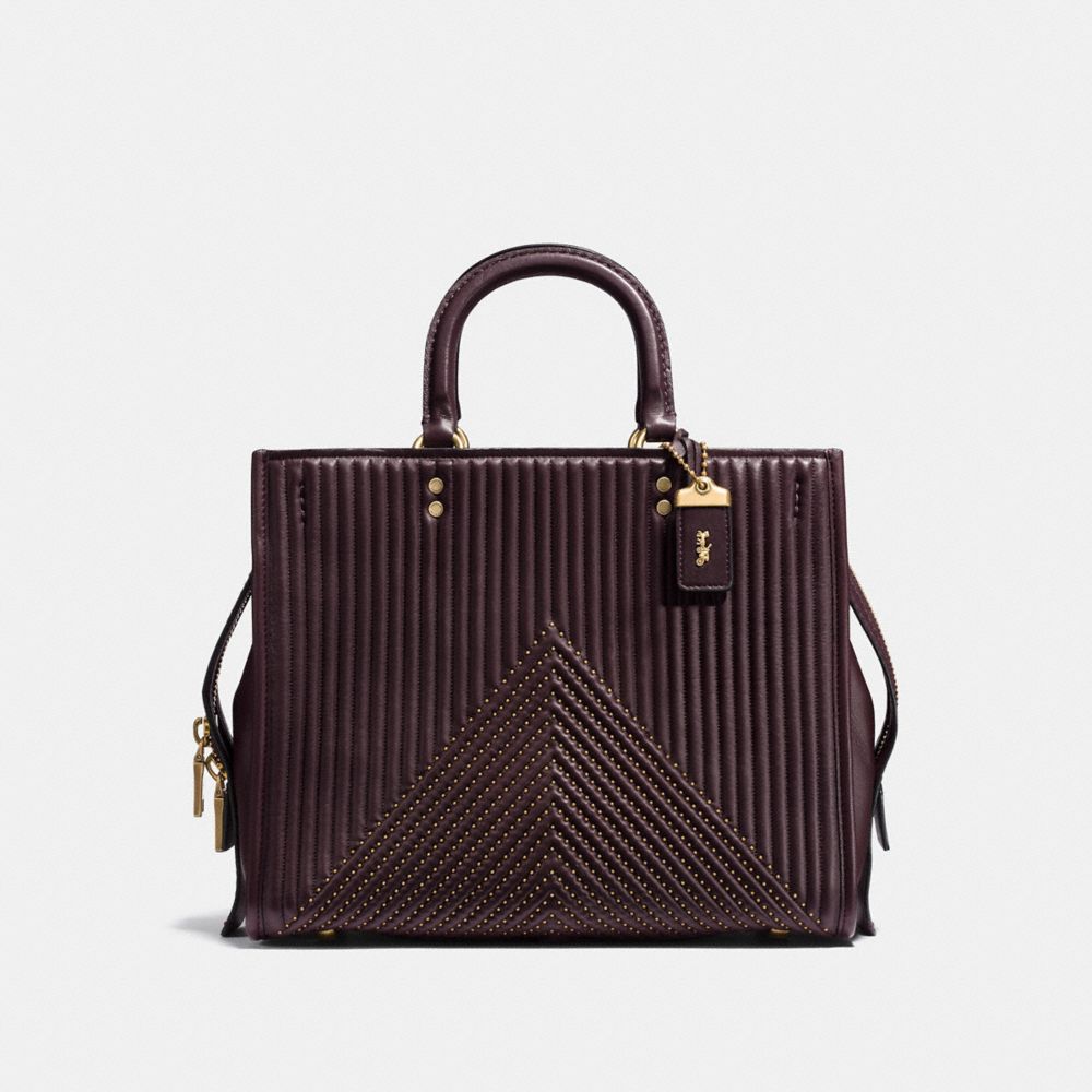 COACH ROGUE WITH QUILTING AND RIVETS - OL/OXBLOOD - F22809