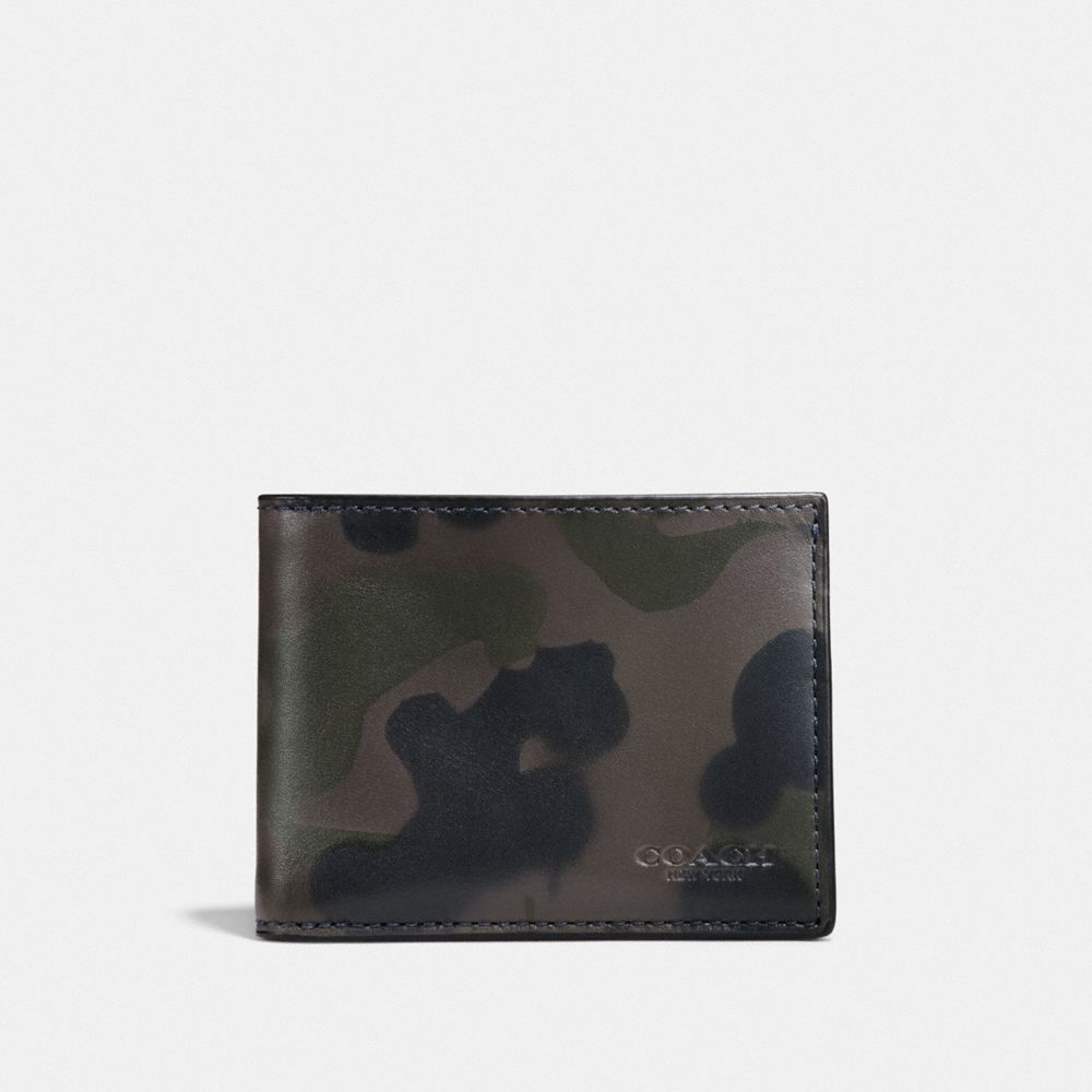 SLIM BILLFOLD WALLET WITH WILD BEAST PRINT - CHARCOAL - COACH F22823