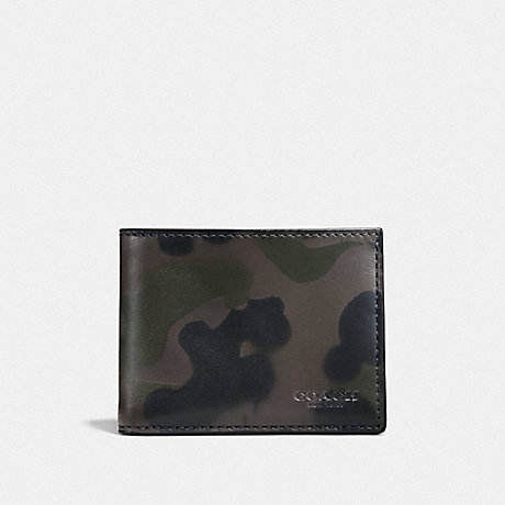 COACH F22823 SLIM BILLFOLD WALLET WITH WILD BEAST PRINT CHARCOAL