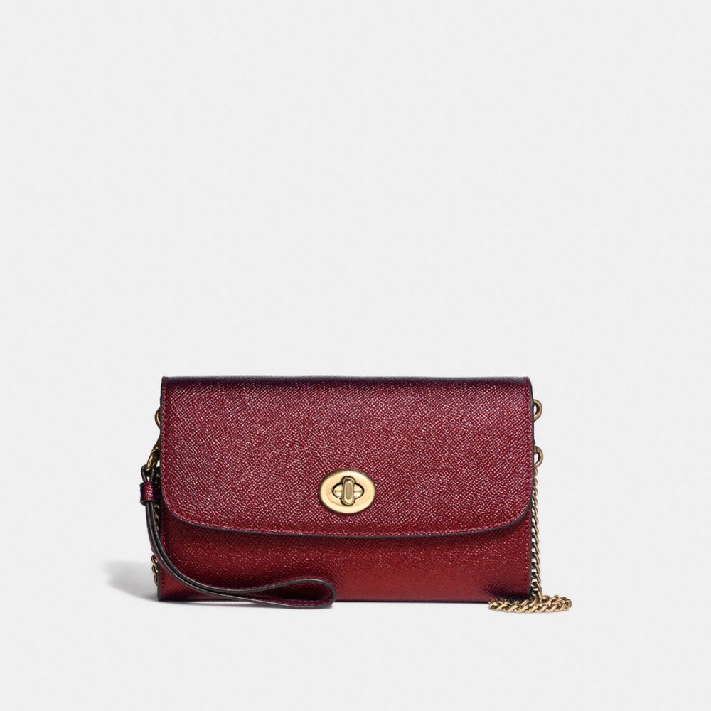 COACH F22828 - CHAIN CROSSBODY LIGHT GOLD/METALLIC CHERRY