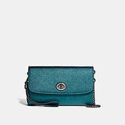 CHAIN CROSSBODY - COACH f22828 - BLACK ANTIQUE NICKEL/METALLIC DARK TEAL