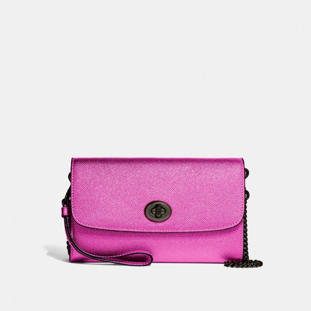 CHAIN CROSSBODY - METALLIC CERISE/BLACK ANTIQUE NICKEL - COACH F22828