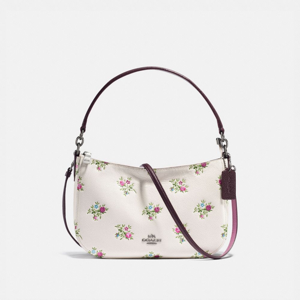 CHELSEA CROSSBODY WITH CROSS STITCH FLORAL PRINT - CHALK CROSS STITCH FLORAL/DARK GUNMETAL - COACH F22830