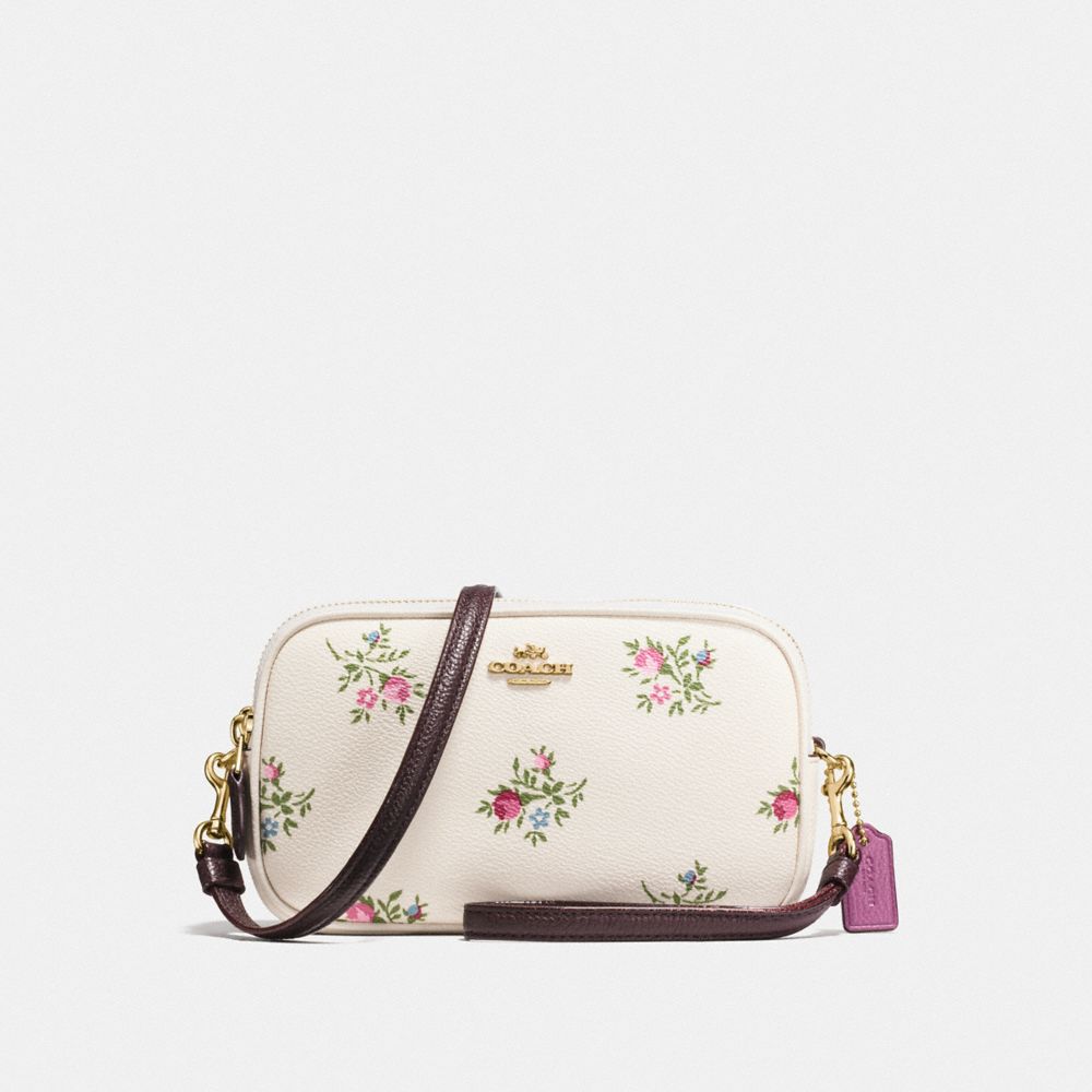 SADIE CROSSBODY CLUTCH WITH CROSS STITCH FLORAL PRINT - F22836 - LI/CHALK CROSS STITCH FLORAL