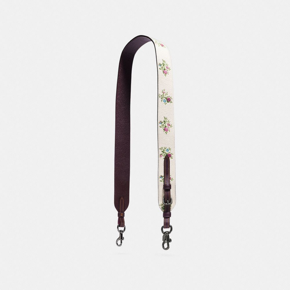 NOVELTY STRAP WITH CROSS STITCH FLORAL PRINT - DARK GUNMETAL/CHALK CROSS STITCH FLORAL - COACH F22860