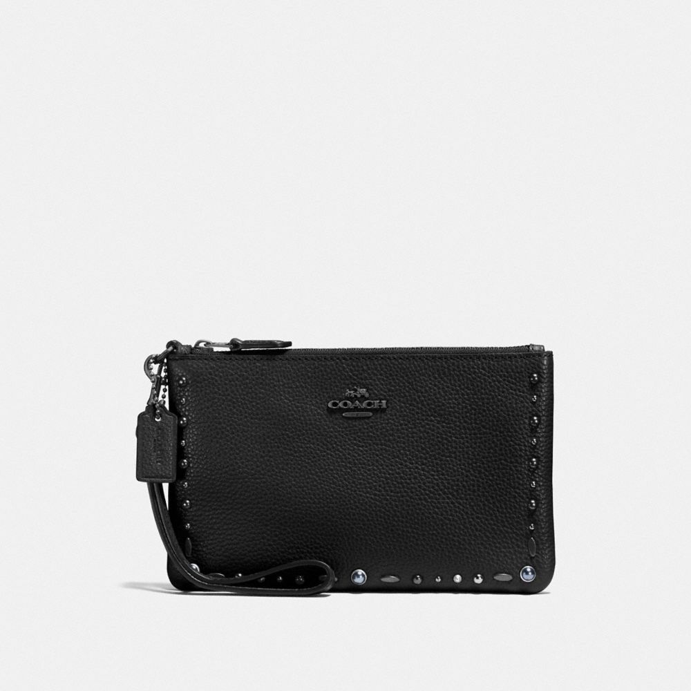 COACH F22866 SMALL WRISTLET WITH PRAIRIE RIVETS BP/BLACK