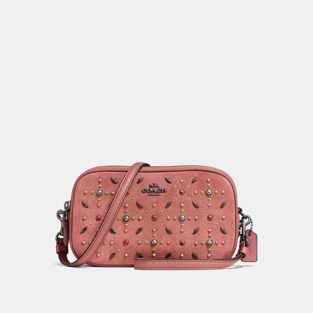 COACH SADIE CROSSBODY CLUTCH WITH PRAIRIE RIVETS - DK/MELON - F22868