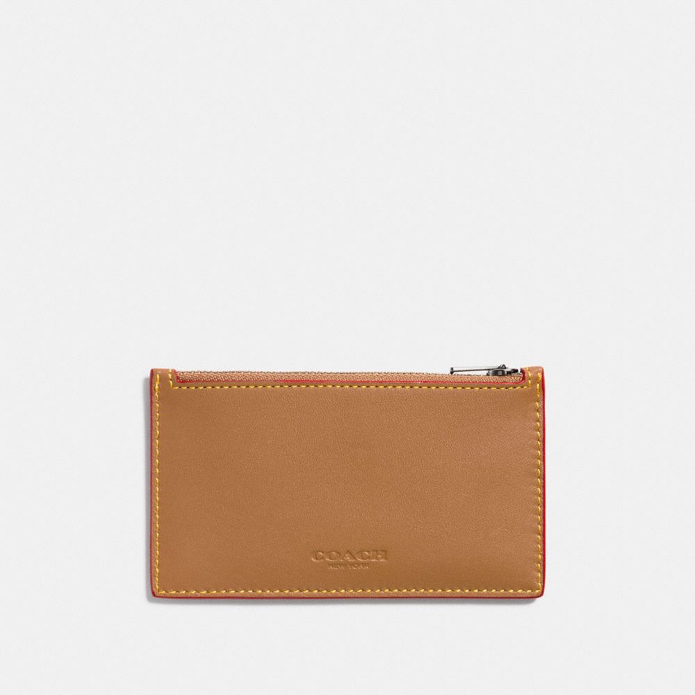 COACH ZIP CARD CASE - LIGHT SADDLE - F22879