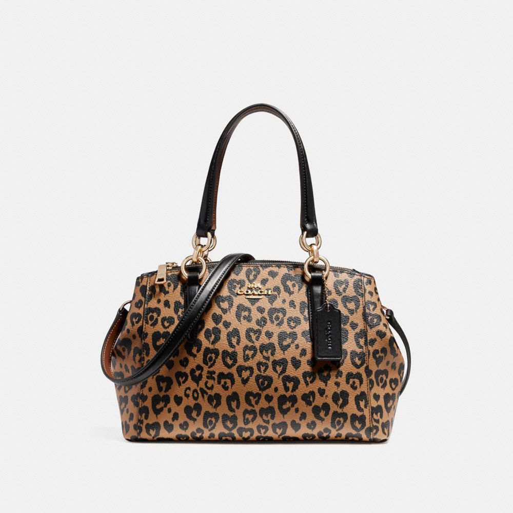 COACH F22889 MINI CHRISTIE CARRYALL WITH WILD HEART PRINT LIGHT-GOLD/NATURAL-MULTI