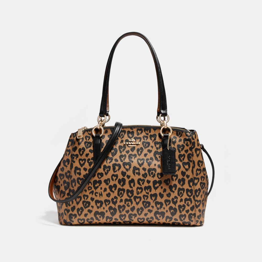 COACH SMALL CHRISTIE CARRYALL WITH WILD HEART PRINT - LIGHT GOLD/NATURAL MULTI - F22890