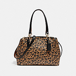 SMALL CHRISTIE CARRYALL WITH WILD HEART PRINT - f22890 - LIGHT GOLD/NATURAL MULTI