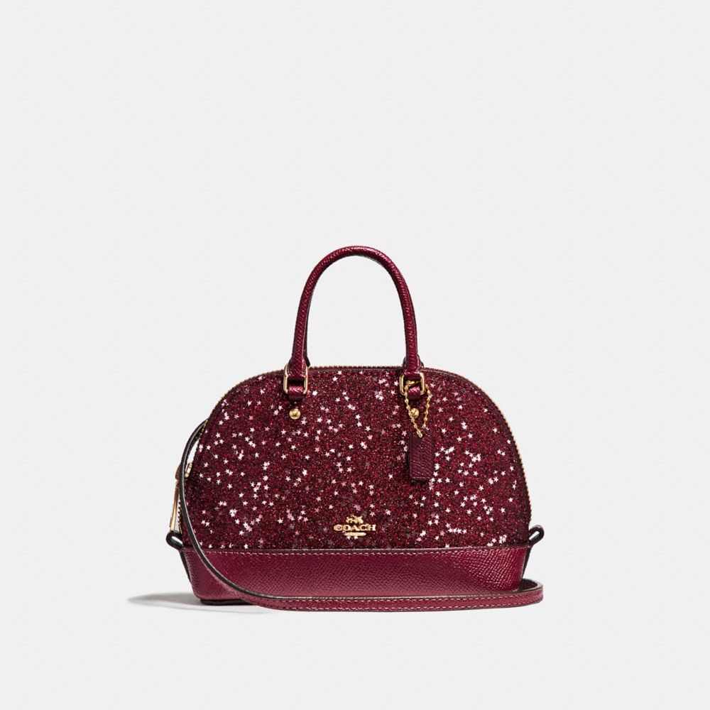 COACH F22891 MICRO MINI SIERRA SATCHEL WITH STAR GLITTER LIGHT-GOLD/CRIMSON