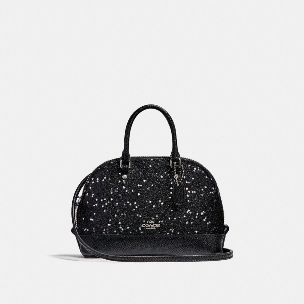 MICRO MINI SIERRA SATCHEL WITH STAR GLITTER - f22891 - SILVER/BLACK